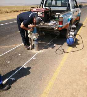 Drilling of core on prepared HVS section